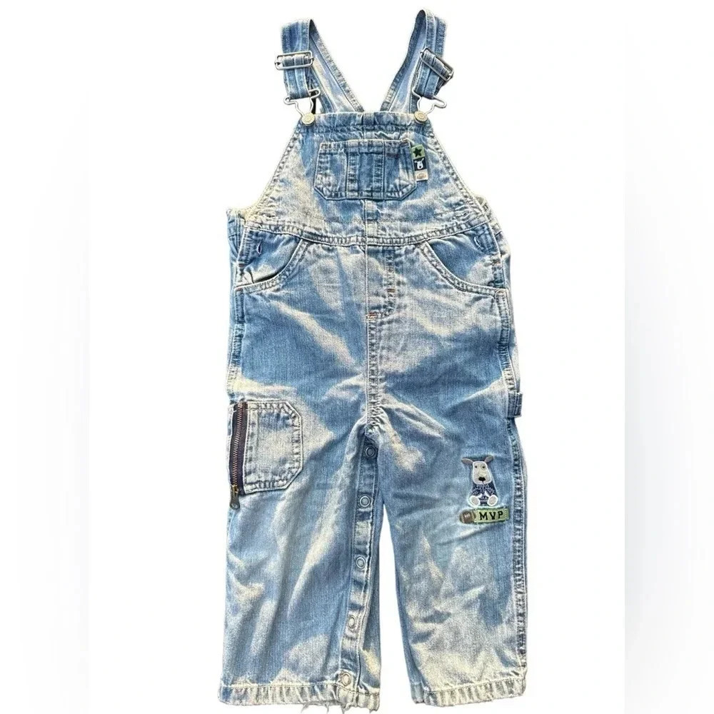 Carter’s Vintage-Inspired MVP Dog Denim Overalls Toddler Boys Size 24 Months